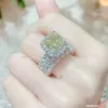 Châu Âu Mỹ ins Phong Cách Mới Full Kim Cương Hình Học Nhẫn Nữ 4