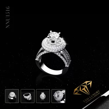 Châu Âu Mỹ ins Phong Cách Mới Full Kim Cương Hình Học Nhẫn Nữ 5