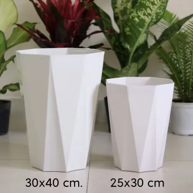 Chậu Kim Cương Cỡ To 40x30cm - Combo 5 Chậu Nhựa Trồng Cây Giá Rẻ Tặng Sỏi &amp; Đĩa Lót 6