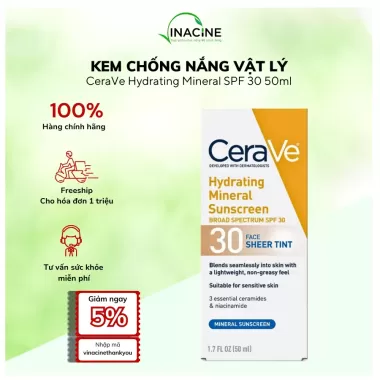 [Chính Hãng] Kem Chống Nắng CeraVe Dưỡng Ẩm Không Nhờn, Cho Da Nhạy Cảm, - SPF 30/50 8