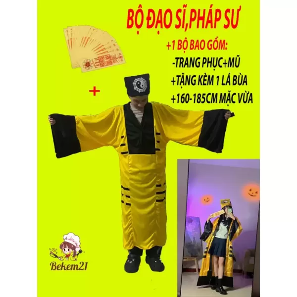 Hình ảnh sản phẩm (CÓ SẴN) Trang Phục Pháp Sư, Trang Phục Đạo Sĩ, Quần Áo Pháp Sư, Quần Áo Đạo Sĩ - Loại Vải Đẹp