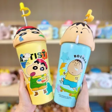 Cốc giữ nhiệt dễ thương hoạt hình Crayon Shin-chan cốc đựng nước có giá trị cao Instagram mang theo nhỏ gọn nhẹ dung tích lớn bình nước 5