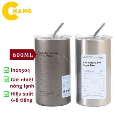 Cốc Giữ Nhiệt Inox304 Americano Giá Rẻ Chỉ 52222đ - Kèm Ống Hút 1
