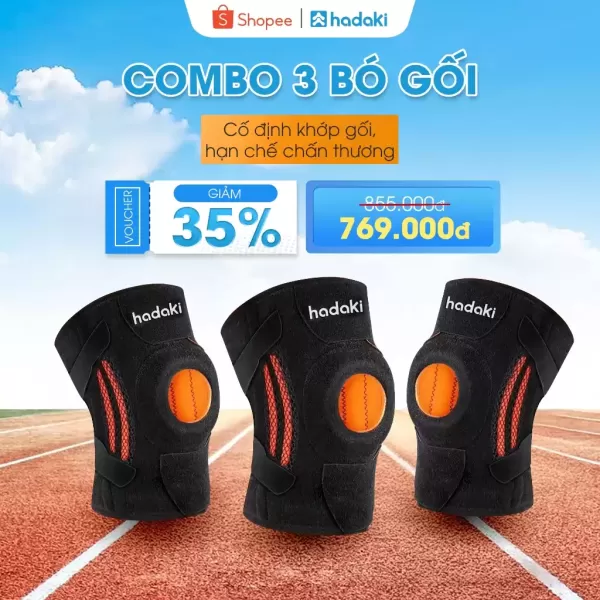Hình ảnh sản phẩm COMBO 3 Bó Gối HADAKI Chính Hãng – Trợ Lực Khớp Gối, Ngừa Chấn Thương, Co Giãn 4 Chiều