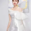 Đầm Nữ Dự Tiệc Lệch Vai Cột Nơ Xòe Tầng - Tơ Sang Trọng Giá Shock 199k 5