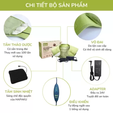 Đai Chườm Thảo Dược Vai Gáy Hapaku, Giảm Đau Vai Gáy, Massage Cổ Vai Gáy, Thoái Hóa Đốt Sống Cổ