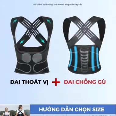 Đai Thoát Vị Kết Hợp Đai Chống Gù Công Thái Học Cải Thiện Vóc Dáng Chất Liệu Co Giãn, Thoáng Khí ĐCG4