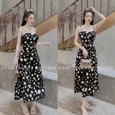 Đầm Dự Tiệc Nữ Sang Chảnh Tơ Xốp Chấm Bi Giá Shock Chỉ 134900đ