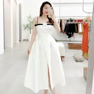 Đầm Dự Tiệc Nữ Sang Chảnh Tơ Xốp Chấm Bi Giá Shock Chỉ 134900đ