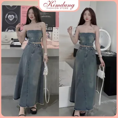 Đầm Jean Sexy XUKA.DRESS Cup Ngực Xòe Tầng Khuyến Mãi Chỉ 350k 1