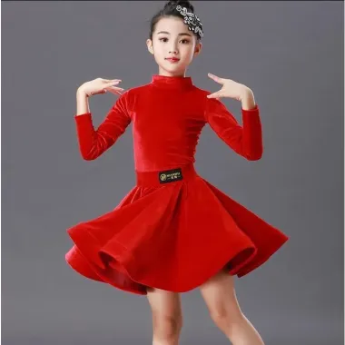 Đầm Nhảy Latin Tay Dài Nhung Xinh Cho Bé Gái - Giá Chỉ 364k, Giảm 13% 1