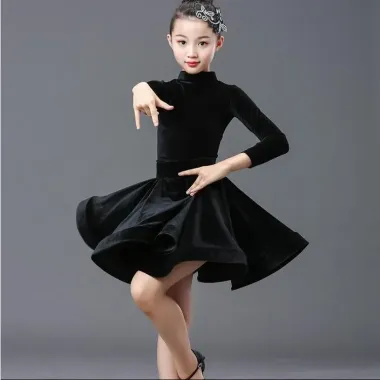 Đầm Nhảy Latin Tay Dài Nhung Xinh Cho Bé Gái - Giá Chỉ 364k, Giảm 13% 5
