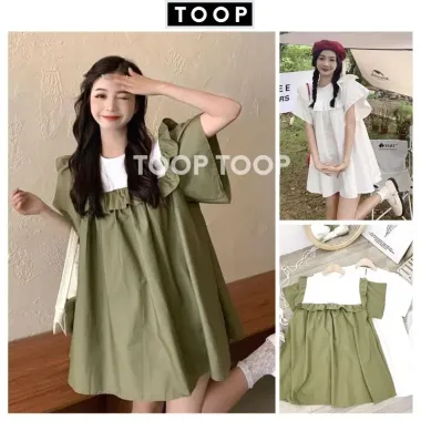 Đầm Nữ Babydoll Cánh Tiên Ulzzang Viền Bèo Màu Trắng Xanh Rêu Giá Cực Sốc 39k