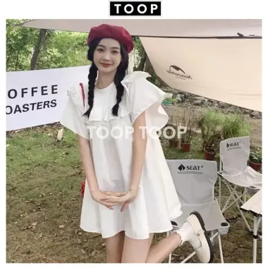 Đầm Nữ Babydoll Cánh Tiên Ulzzang Viền Bèo Màu Trắng Xanh Rêu Giá Cực Sốc 39k