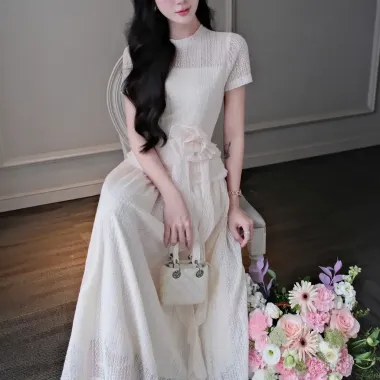 Đầm Satin Xương Cá Mùa Hè Hoa Treo Ren Khâu Hông Giảm Giá Chỉ 434.418Đ 1