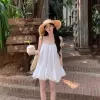 Đầm thời trang nữ đi chơi đi biển chất manggo áo dây cổ vuông nhún ngực kèm khoát thun ren cao cấp 1