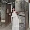 Đầm thời trang nữ đi chơi đi biển chất manggo áo dây cổ vuông nhún ngực kèm khoát thun ren cao cấp 3