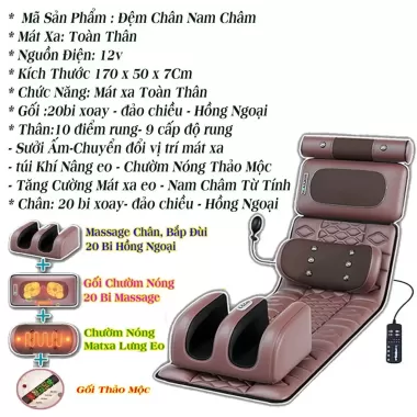 Đệm massage toàn thân, nệm mat xa tại nhà, ghế massage phục hồi giảm đau nhức hỗ trợ tuần hoàn máu 6