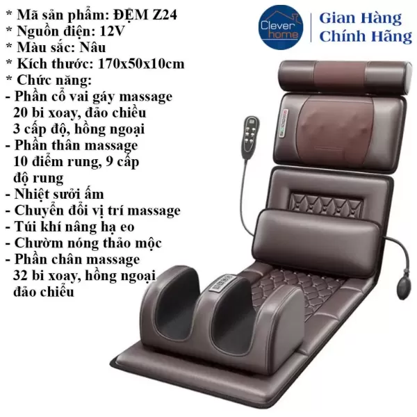 Hình ảnh sản phẩm Đệm Massage Toàn Thân ZLIFE Z30 PRO Ghế Mát Xa Hồng Ngoại Xoa Bóp Giảm Đau Mỏi Quà Tặng Ông Bà Bố Mẹ