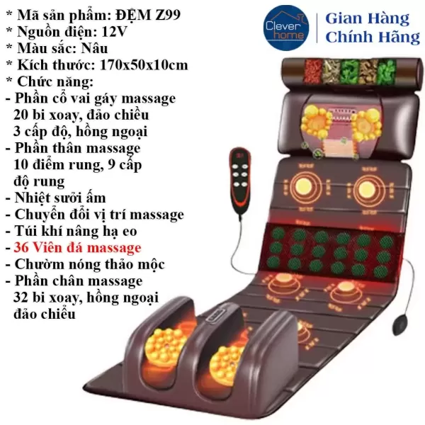 Hình ảnh sản phẩm Đệm Massage Toàn Thân ZLIFE Z30 PRO Ghế Mát Xa Hồng Ngoại Xoa Bóp Giảm Đau Mỏi Quà Tặng Ông Bà Bố Mẹ