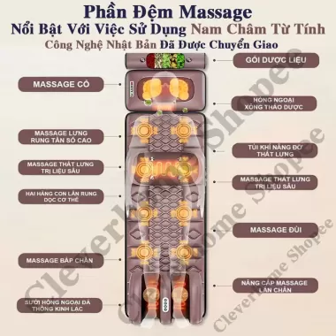 Đệm Massage Toàn Thân ZLIFE Z30 PRO Ghế Mát Xa Hồng Ngoại Xoa Bóp Giảm Đau Mỏi Quà Tặng Ông Bà Bố Mẹ 9