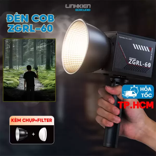 Hình ảnh sản phẩm Đèn cầm tay ngoài trời công suât COB ZGRL-80 có pin sạc type-C quay phim chụp hình ngoài trời nhỏ gọn pin lâu