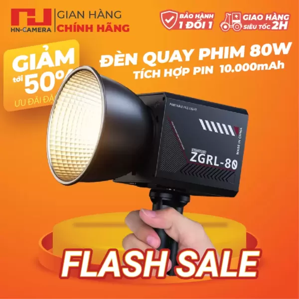Hình ảnh sản phẩm Đèn cầm tay ngoài trời công suât COB ZGRL-80 có pin sạc type-C quay phim chụp hình ngoài trời nhỏ gọn pin lâu