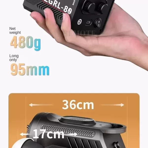 Hình ảnh sản phẩm Đèn cầm tay ngoài trời công suât COB ZGRL-80 có pin sạc type-C quay phim chụp hình ngoài trời nhỏ gọn pin lâu