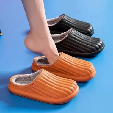 Dép bông lót lông cừu Eva cực êm và ấm áp, Sục bông chống thấm nước lót lông sang trọng 3