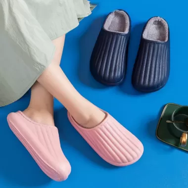 Dép bông lót lông cừu Eva cực êm và ấm áp, Sục bông chống thấm nước lót lông sang trọng 6