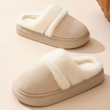 Dép Bông Nữ Mùa Đông, Màu Trơn Chống Trượt, Ấm Áp, Giày Đi Trong Nhà Thiết Kế Một Bước, Hàng Mới Về