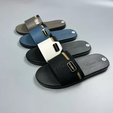 Dép Da Nam NT LUXURY LOGO Sắc Nét Đã Được Khâu Quai Dép Chắc Chắn, Đế Cao Su Êm Mềm 1