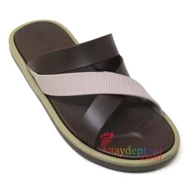 Dép da nam quai chéo thời trang , Dép nam đốc tờ thái lan đế cao 3cm trẻ bền đẹp 1