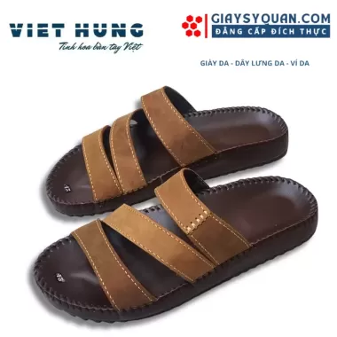 Dép da nam quai chéo thời trang , Dép nam đốc tờ thái lan đế cao 3cm trẻ bền đẹp 5