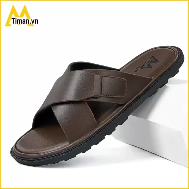 Dép da nam quai chéo thời trang , Dép nam đốc tờ thái lan đế cao 3cm trẻ bền đẹp 7