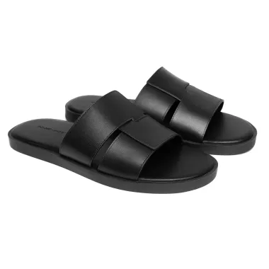 Dép Da Nam Quai Ngang Robluccis Kẻ Ô Vuông Microfiber Giá Rẻ 38-43 Khâu Quai Đế TPR 1