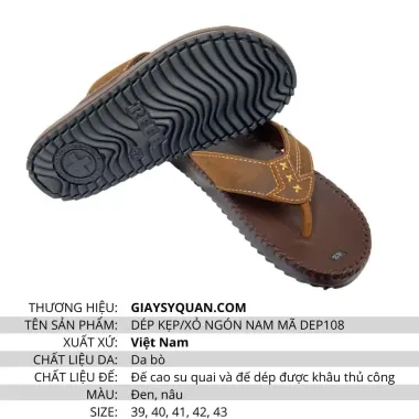 Dép Da Nam Xỏ Ngón Cao Cấp - Quai Da Êm Chân, Đế Cao Su Chống Trơn, Giá Chỉ 125k 6