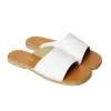 Dép đế bệt nữ da mềm thêu chữ thời trang dép quai ngang form rộng nhiều màu Hà Trang Shoes 1