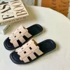 Dép đế bệt nữ da mềm thêu chữ thời trang dép quai ngang form rộng nhiều màu Hà Trang Shoes 3