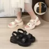 Dép đế bệt nữ da mềm thêu chữ thời trang dép quai ngang form rộng nhiều màu Hà Trang Shoes 4