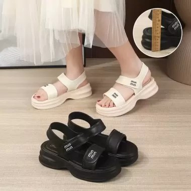 Dép đế bệt nữ da mềm thêu chữ thời trang dép quai ngang form rộng nhiều màu Hà Trang Shoes