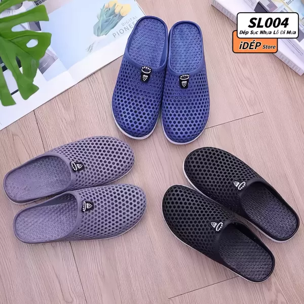 Hình ảnh sản phẩm Dép sục nữ nhựa dẻo bít đầu lỗ tổ ong thoáng khí êm chân chống trượt đi trong nhà S006