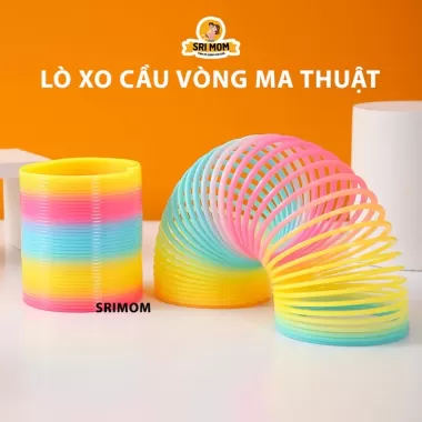 Đồ Chơi Cầu Vồng Ma Thuật Vòng Tay Lò Xo Bằng Nhựa ABS An Toàn Cho Bé size lớn 9x9cm, Vòng Lò Xo Nhiều Màu Sắc Bắt Mắt 1