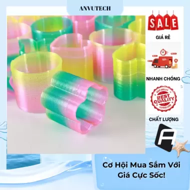 Đồ Chơi Cầu Vồng Ma Thuật Vòng Tay Lò Xo Bằng Nhựa ABS An Toàn Cho Bé size lớn 9x9cm, Vòng Lò Xo Nhiều Màu Sắc Bắt Mắt 4