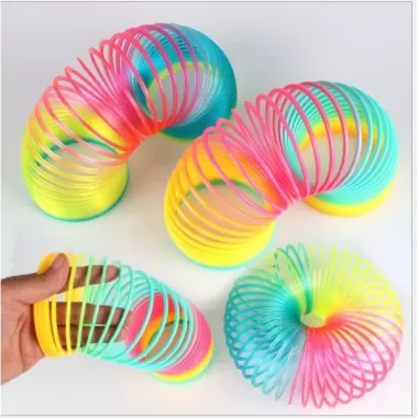 Đồ Chơi Cầu Vồng Ma Thuật Vòng Tay Lò Xo Bằng Nhựa ABS An Toàn Cho Bé size lớn 9x9cm, Vòng Lò Xo Nhiều Màu Sắc Bắt Mắt 5