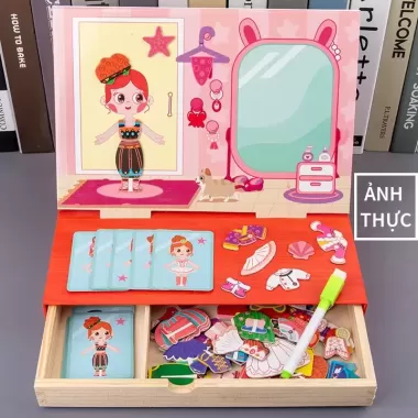 Đồ Chơi Ghép Hình Thiết Kế Thời Trang Công Chúa Bằng Gỗ Và Nam Châm Có Ngăn Cho Bé 1