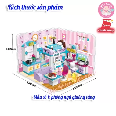 Đồ chơi lắp ráp xếp hình Qman 4801 - Phòng của bé gái (194 mảnh ghép) - Dành cho bé từ 6 tuổi 7 Đồ chơi lắp ráp xếp hình Qman 4801 - Phòng của bé gái (194 mảnh ghép) - Dành cho bé từ 6 tuổi 7