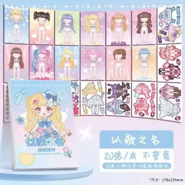 Đồ chơi sách dán sticker hoạt hình đầm công chúa dự tiệc ANDY KIDS miếng dán cô gái dễ thương bé gái