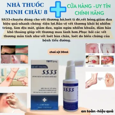 Dung Dịch Xịt Vết Thương SS33 - Liền Thương Nhanh, Tái Tạo Da & Giảm Đau