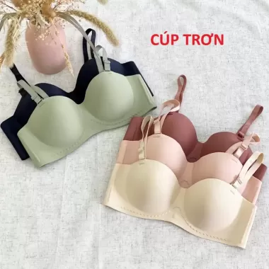 (from nhỏ tăng size) Sét 3 Áo lót cúp ngang su đúc không gọng đệm bàn tay 3cm dành cho V1 nhỏ lép (cúp trơn)